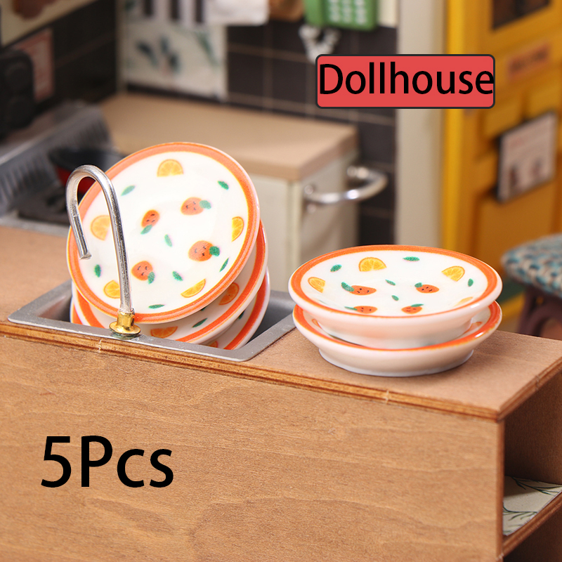 Home Decor Kolkata - 5Pcs 1/12 Dollhouse Mini Plates Dishes