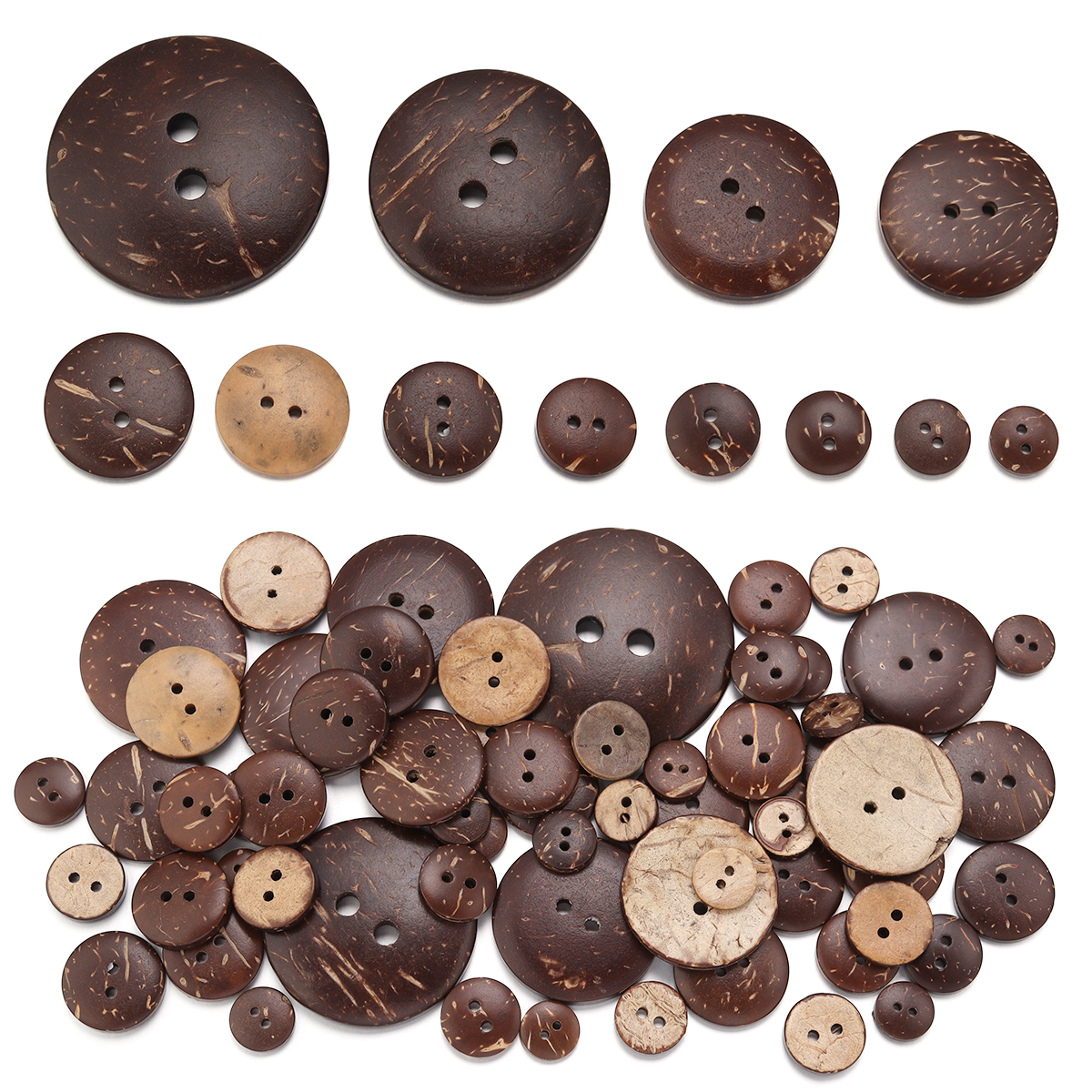 Home Decor Handmade - 10-100Pcs Natural Coconut Shell Button Round