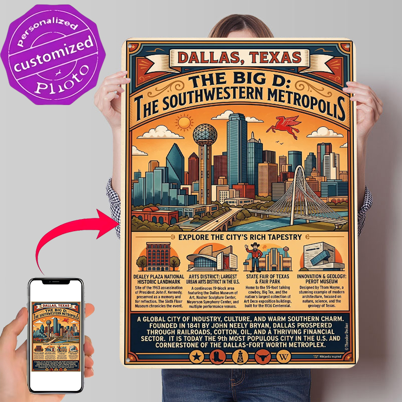 Home Decor Dallas - Dallas Texas Southwestern Metropolis Metal Poster
