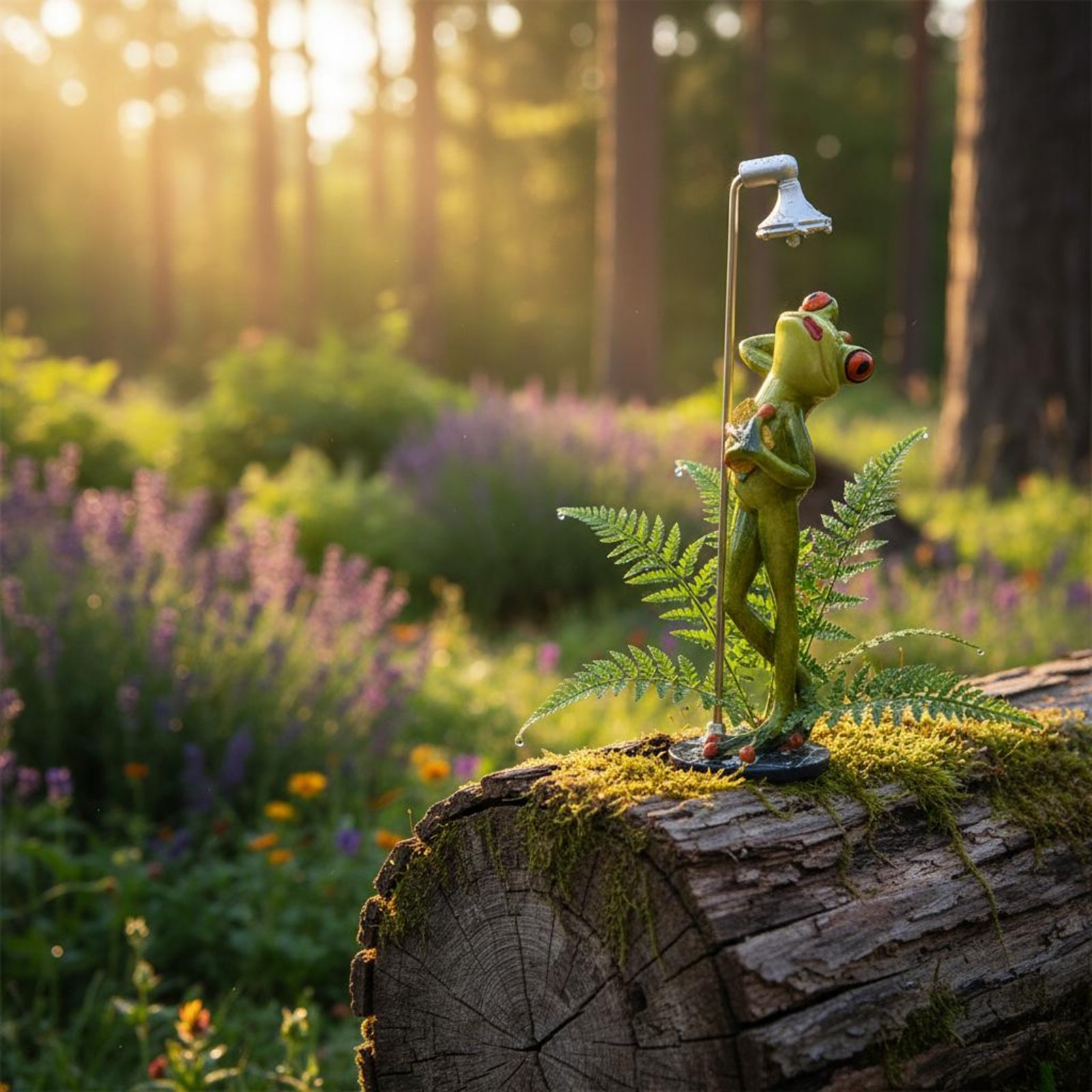 Home Decor Lamp - Showering Frog Figurine Great Gift Bathing