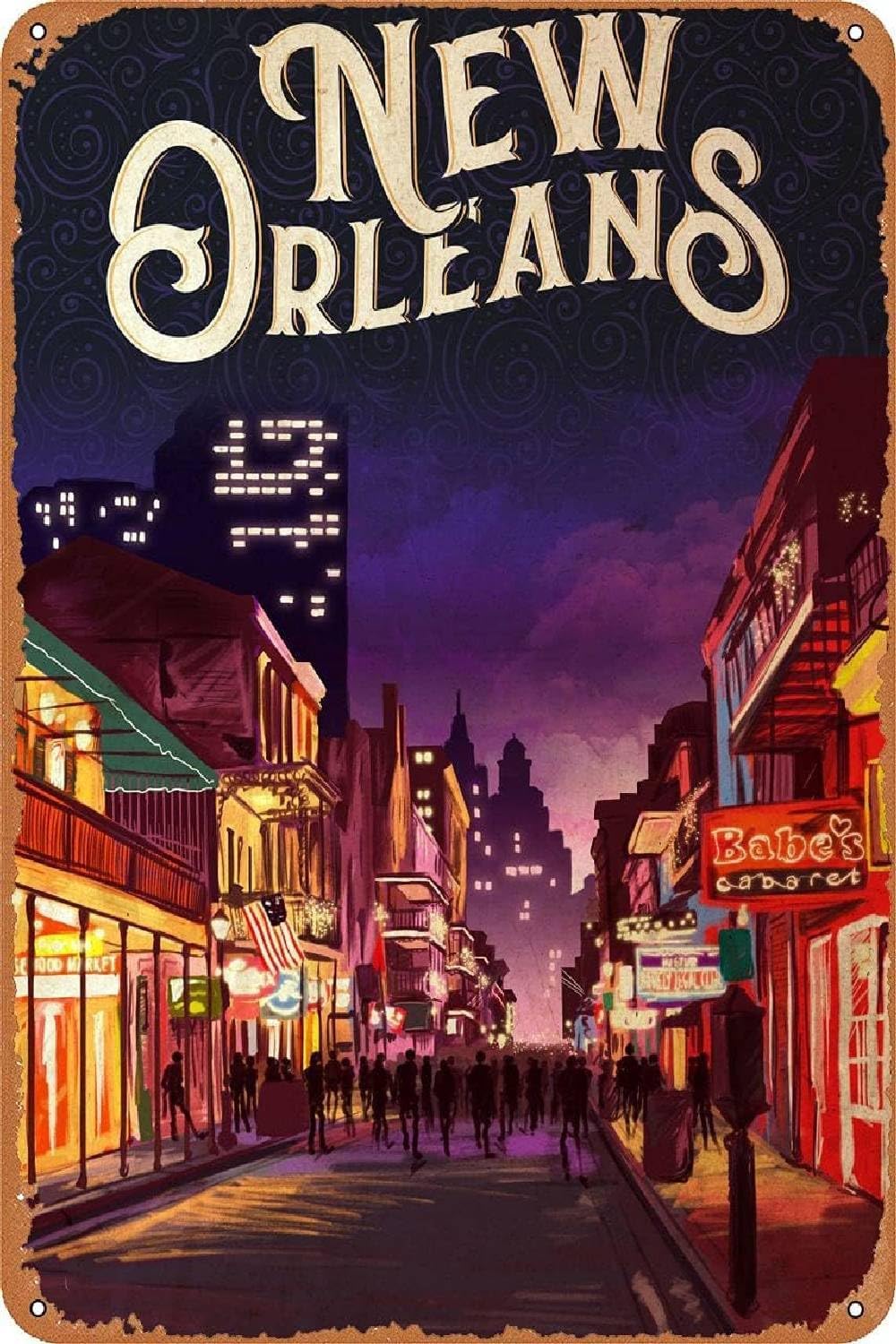 Home Decor New Orleans - Vintage New Orleans Metal Sign Retro