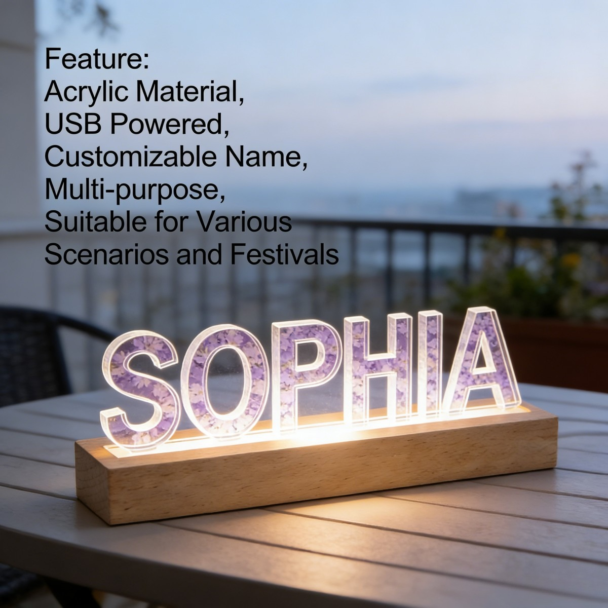 1pc Custom Text Floral Acrylic - Home Decor Lamp review and price