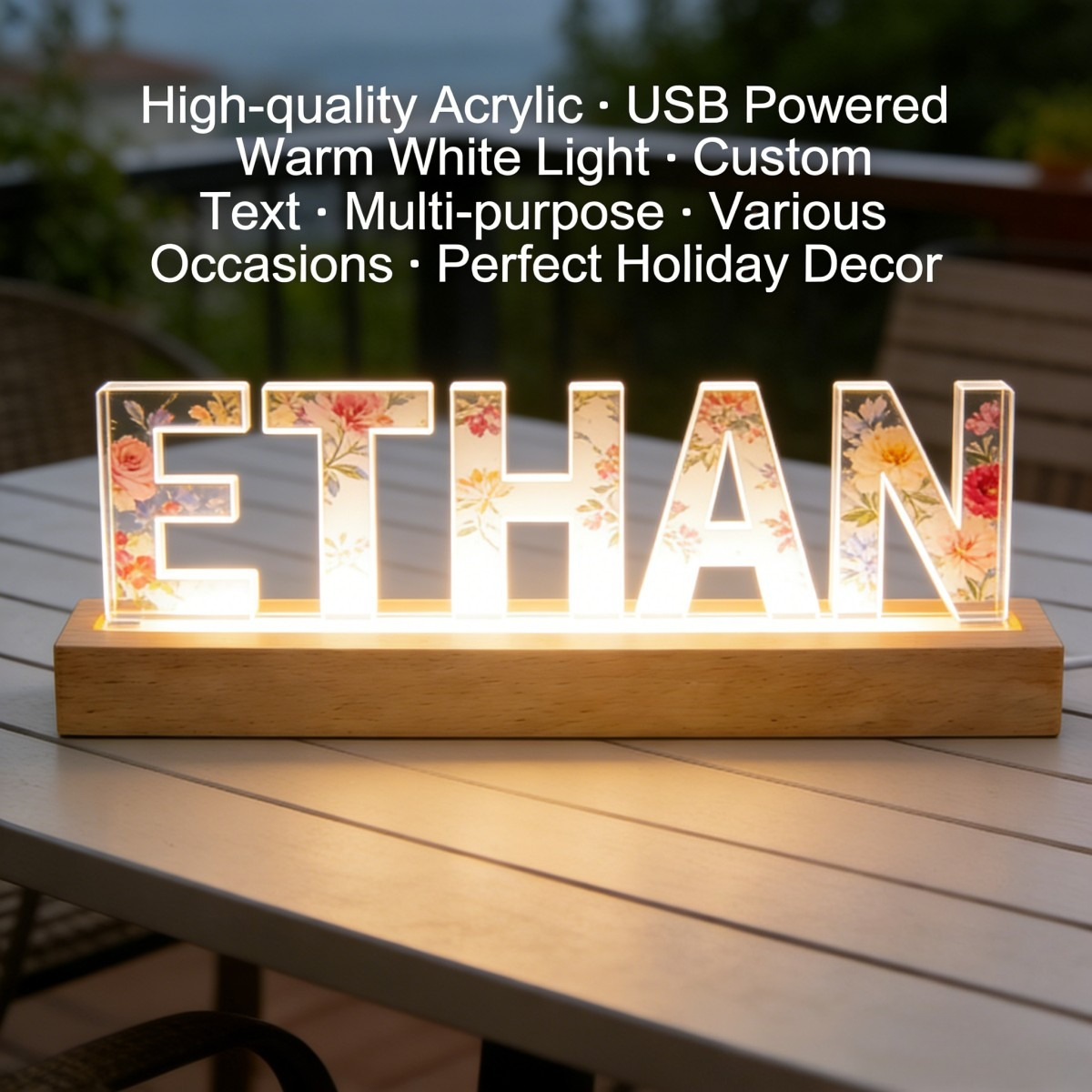 1pc Custom Text Floral Acrylic - Home Decor Lamp review and price