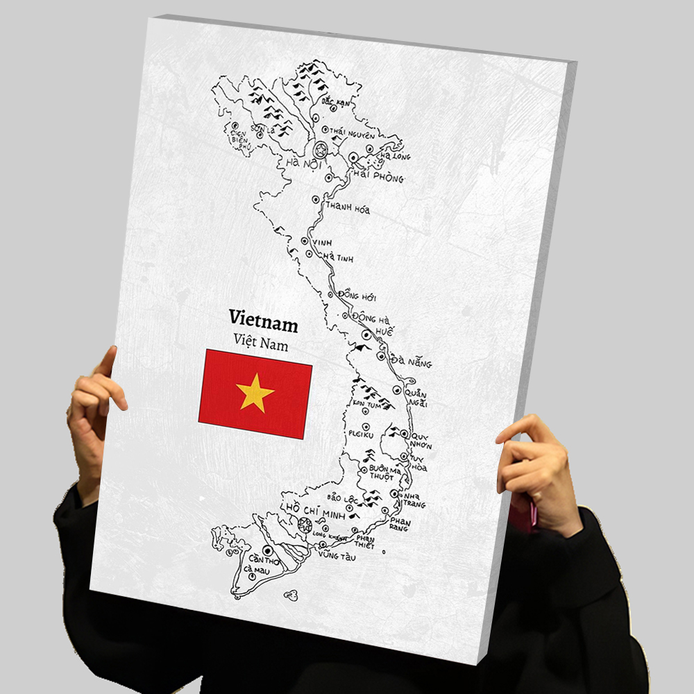Handdrawn Vietnam Map Prints P - Home Decor Vietnam review and price
