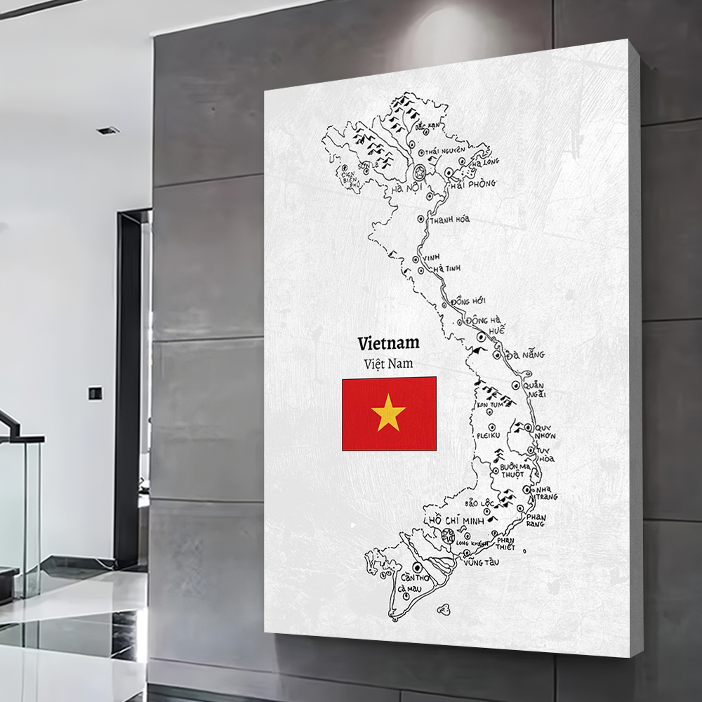 Handdrawn Vietnam Map Prints P - Home Decor Vietnam review and price