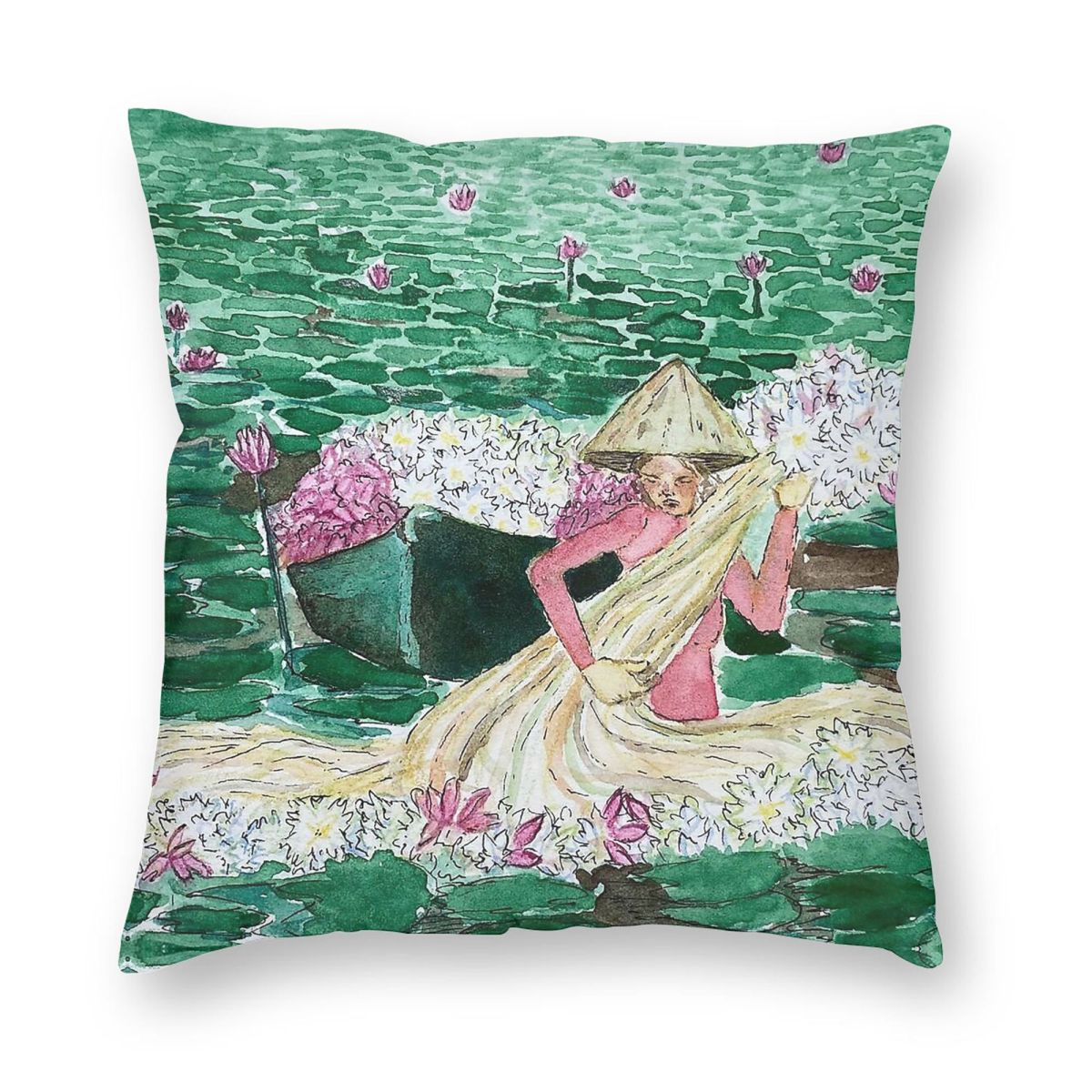 Lady Harvesting Water Lillies  - Home Decor Vietnam review and price