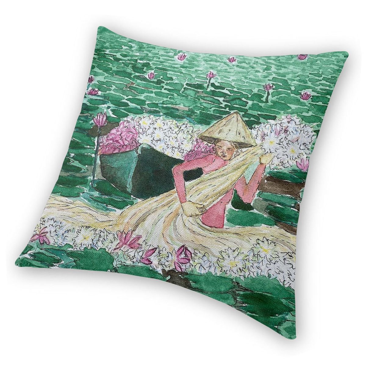 Lady Harvesting Water Lillies  - Home Decor Vietnam review and price