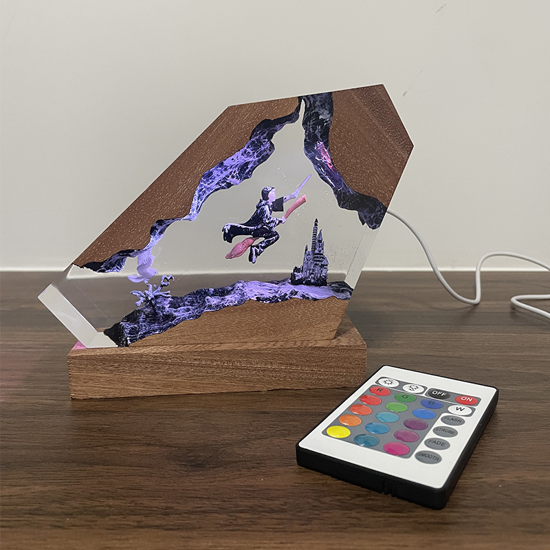 Wood Resin Epoxy Lamp Wizard B - Home Decor Lamp review and price