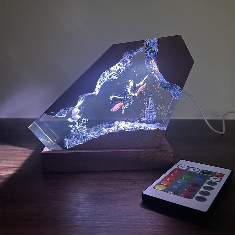 Wood Resin Epoxy Lamp Wizard B - Home Decor Lamp review and price