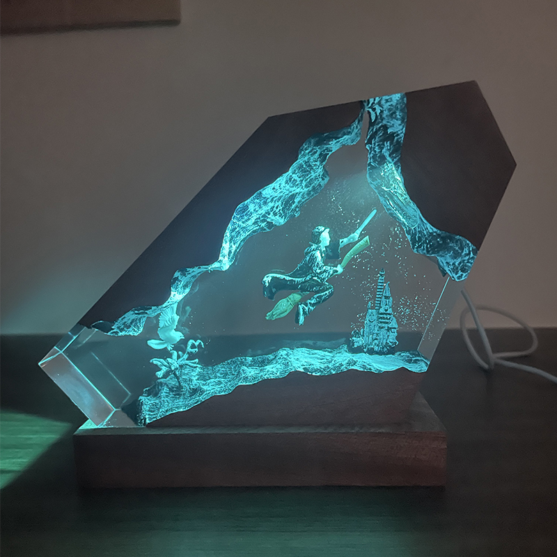 Wood Resin Epoxy Lamp Wizard B - Home Decor Lamp review and price