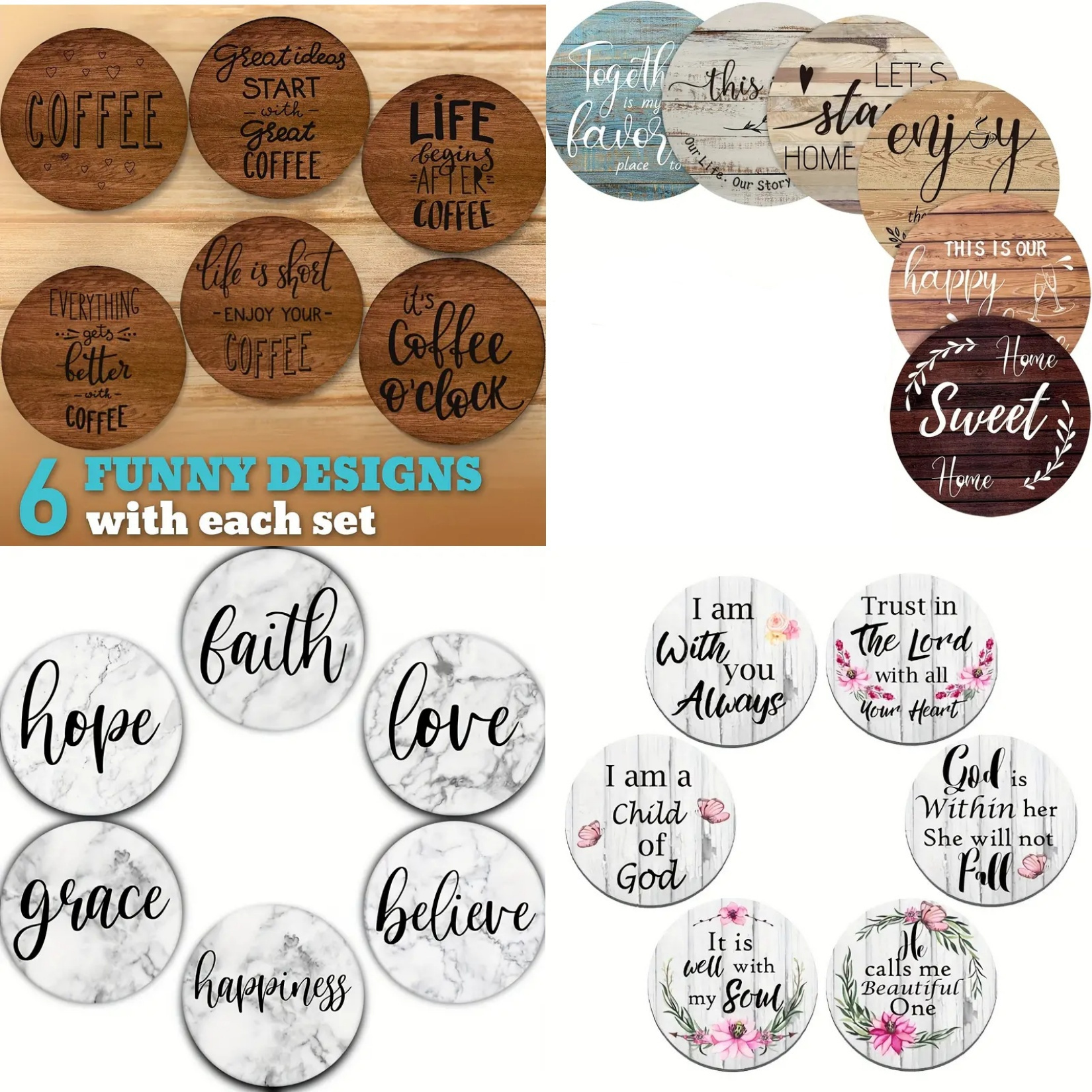 6 pieces of circular inspirati - Wooden Letter Sign review and price