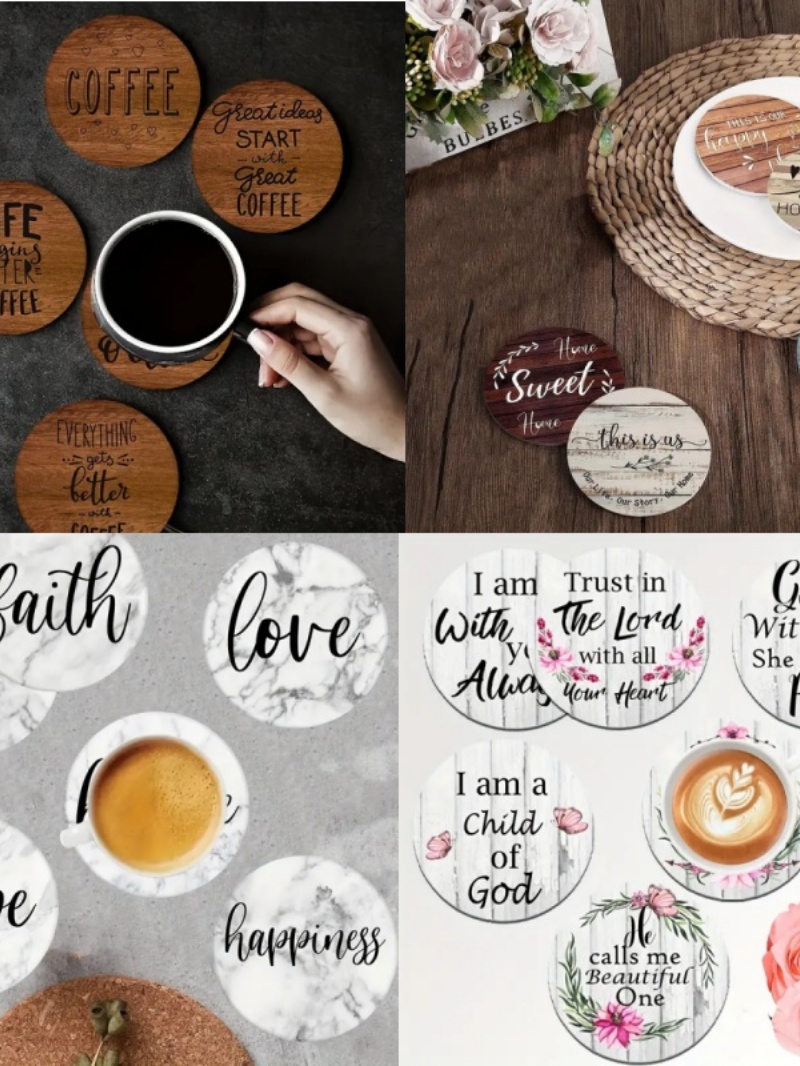 6 pieces of circular inspirati - Wooden Letter Sign review and price