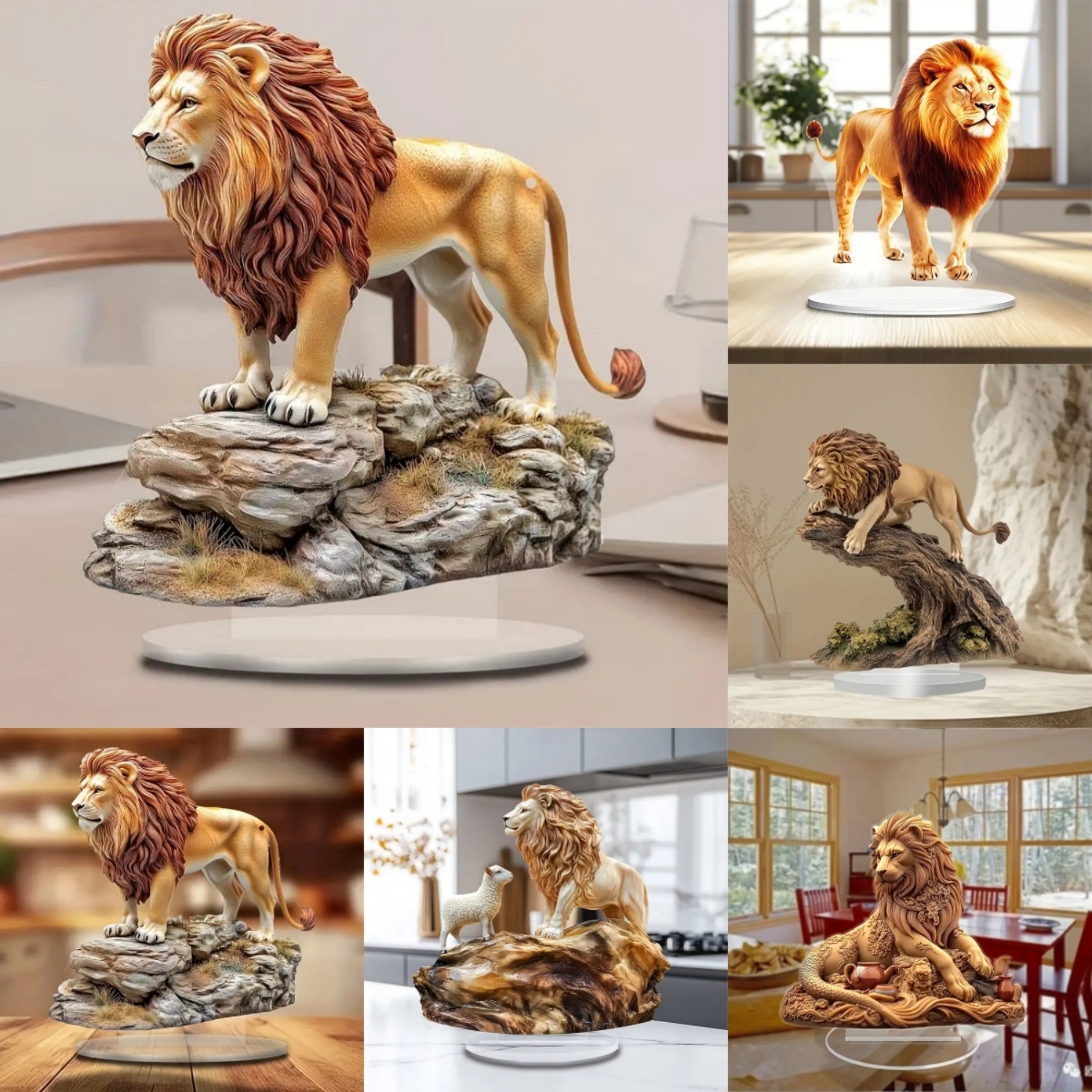 Male Lion Statue,2D Flat Anima - Home Decor Kit review and price