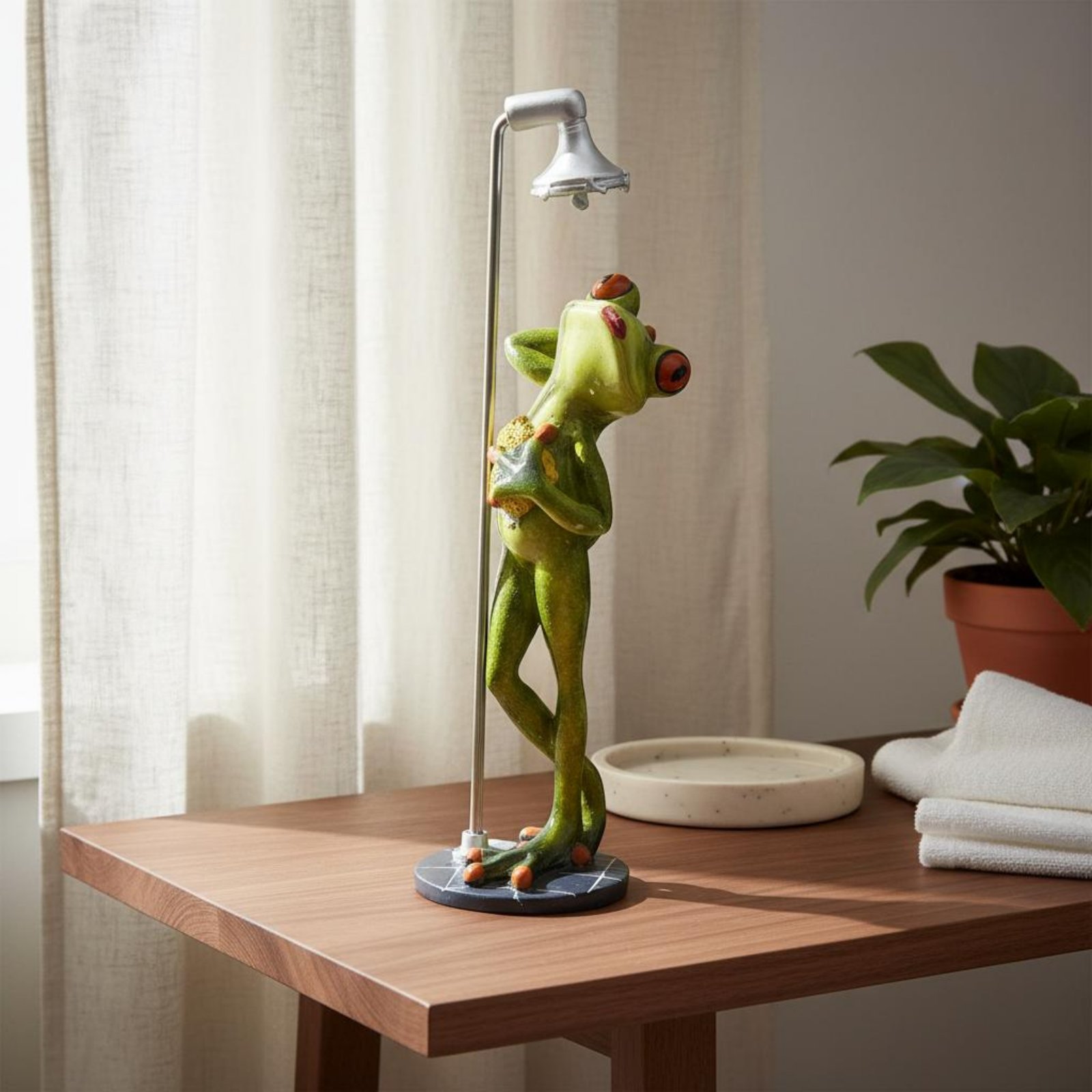 Showering Frog Figurine Great  - Home Decor Lamp review and price