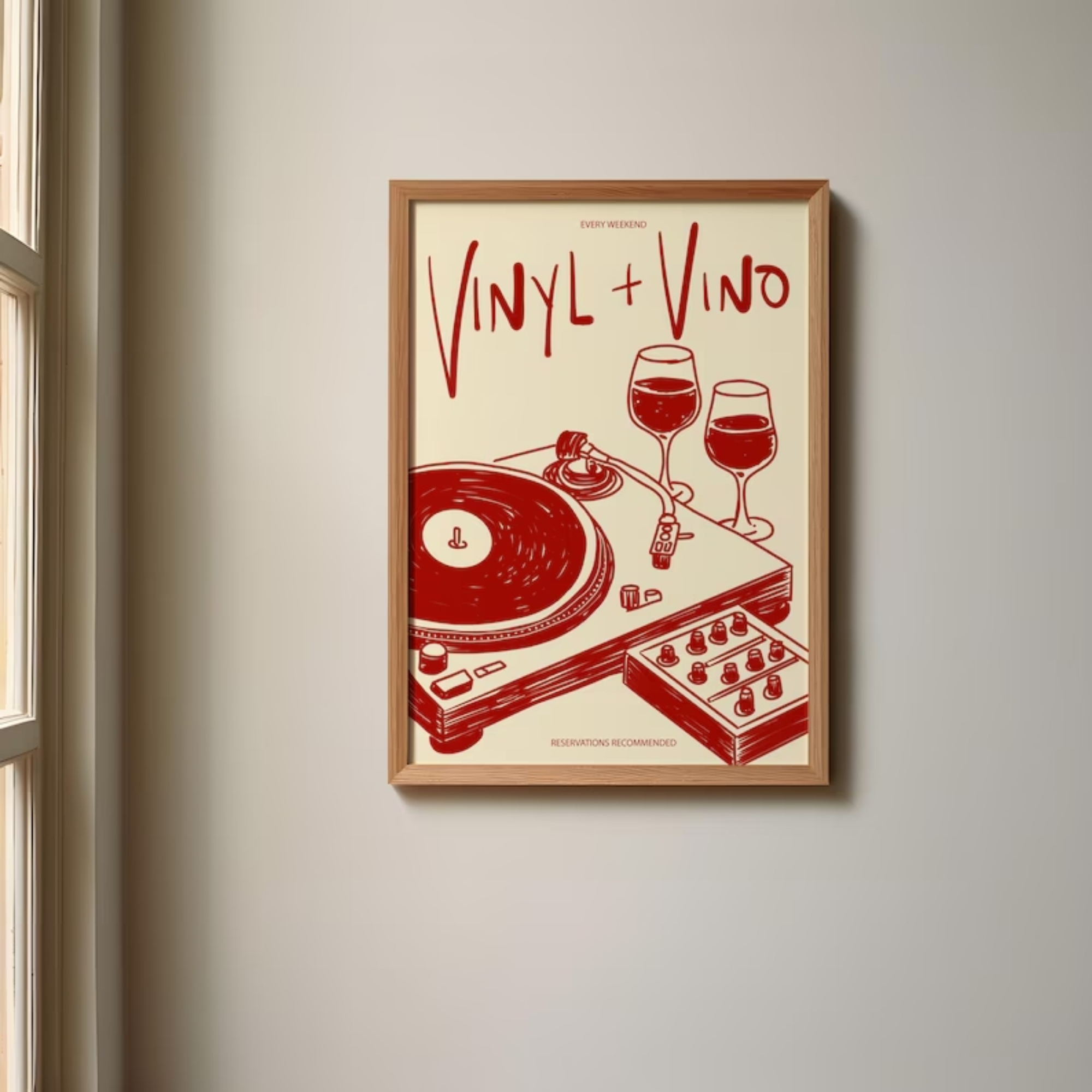 Vinyl & Vino Music Illustratio - Home Decor Online review and price