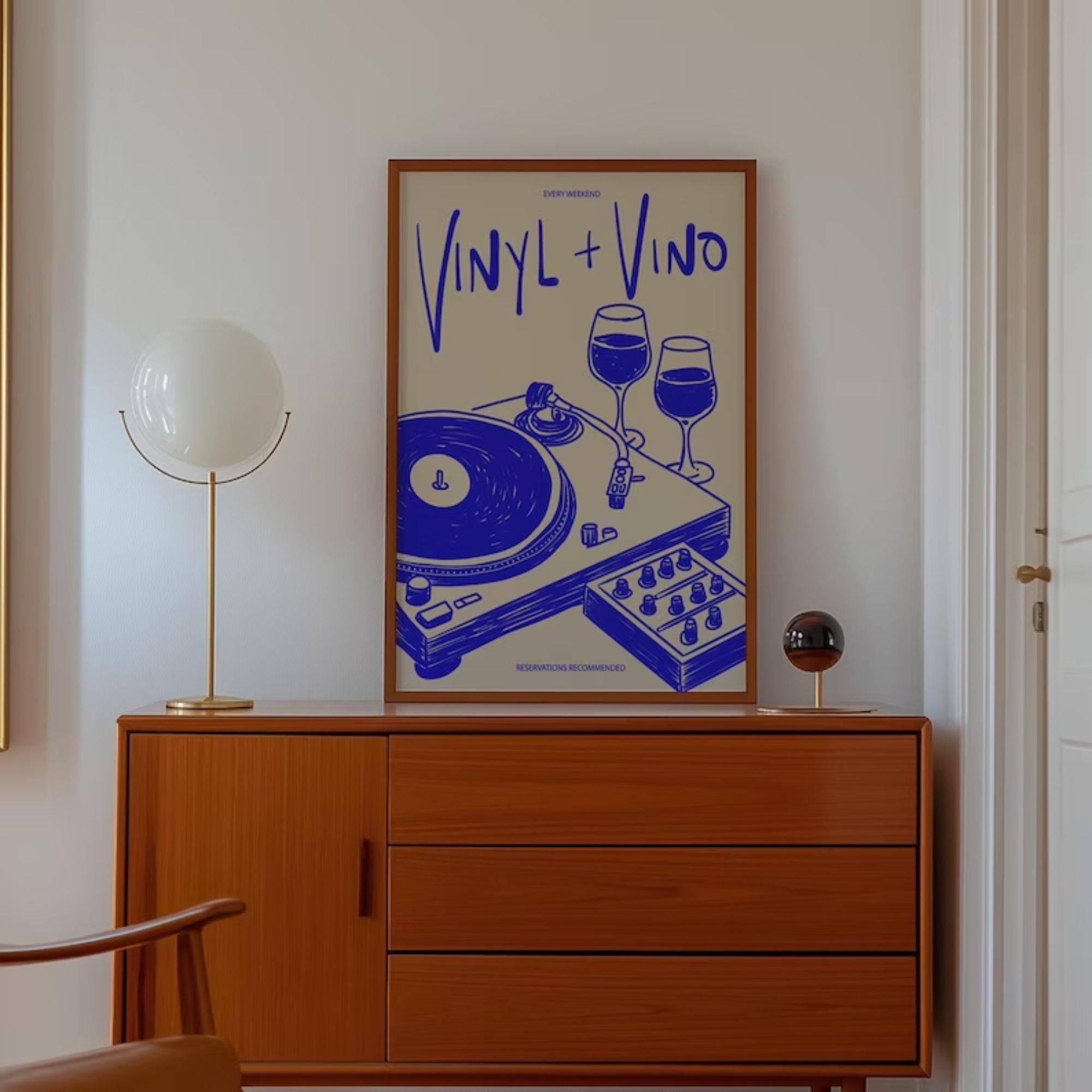Vinyl & Vino Music Illustratio - Home Decor Online review and price