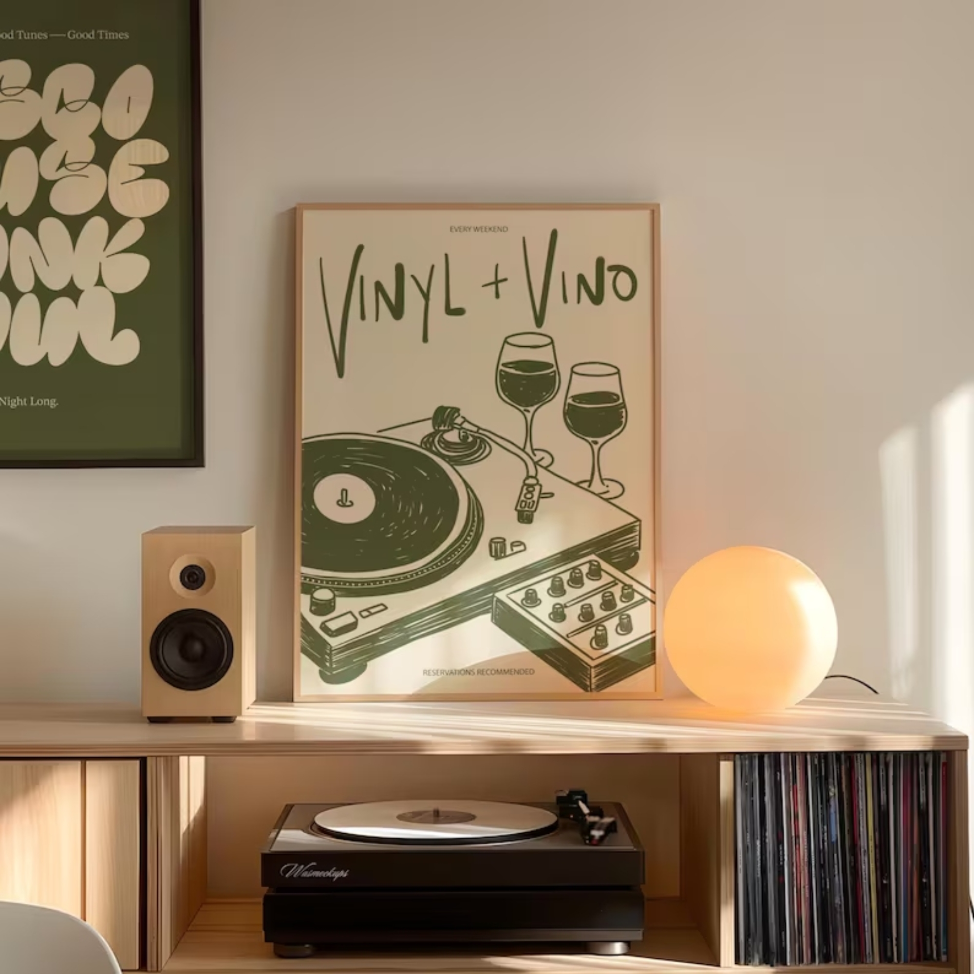 Vinyl & Vino Music Illustratio - Home Decor Online review and price