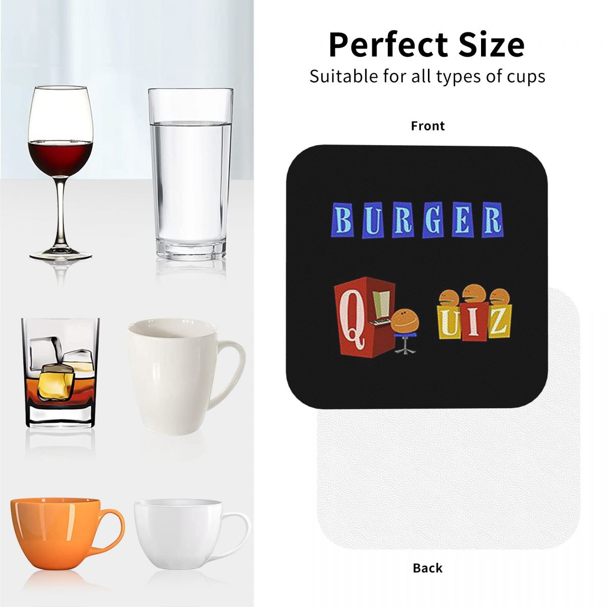 Burger Quiz New Logo Coasters  - Home Decor Quiz Free review and price