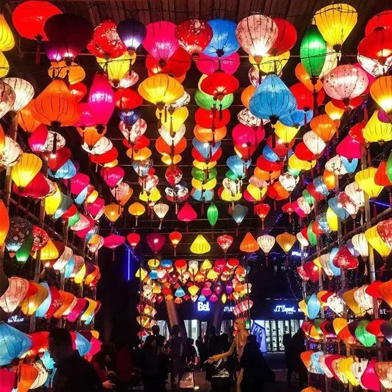 Vintage Silk Lanterns 12 inch  - Home Decor Vietnam review and price