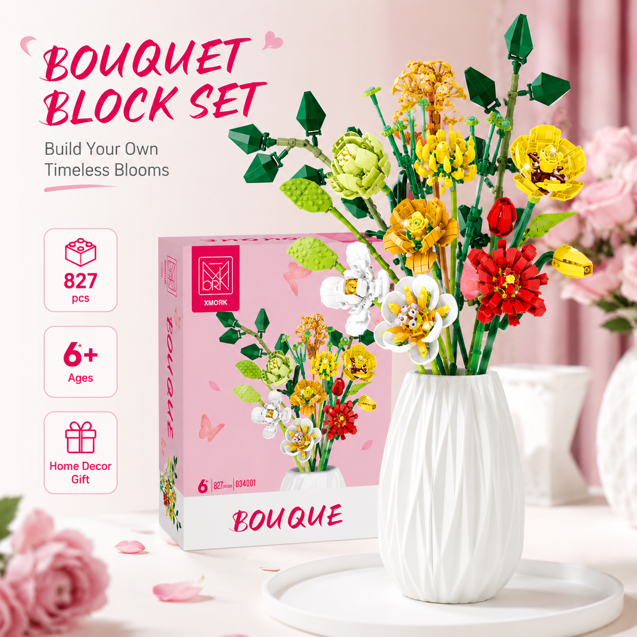 Bouquet Flower Building Blocks - Home Decor Kit review and price